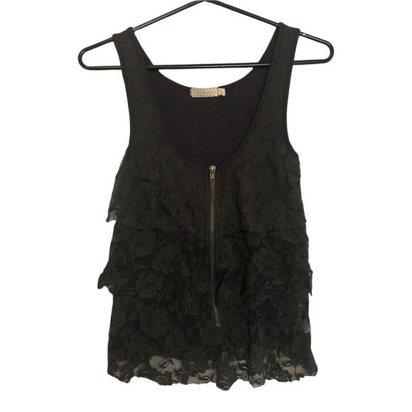 UO Pins & Needles Tiered Lace Grey Top - Picture 5 of 6